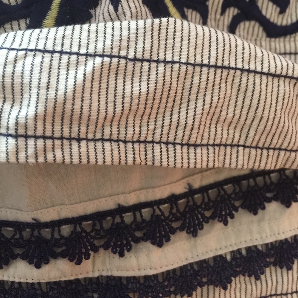 Anthropologie Floreat Pinstripe Thorny Thicket Embroidered Floral Skirt 8 - Picture 5 of 6
